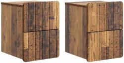 vidaXL Set 2 noptiere suspendate cu sertare, lemn vechi, 33x34, 5x43 cm (898312)