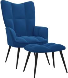 vidaXL Scaun de relaxare cu taburet, albastru, catifea GartenMobel Dekor (328094)