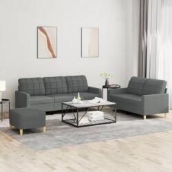vidaXL Set de canapele cu perne, 3 piese, gri închis, textil GartenMobel Dekor (3201315) Canapea