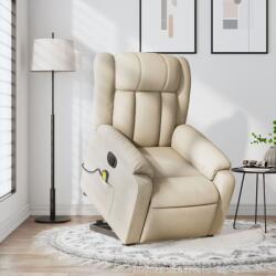 vidaXL Fotoliu electric de masaj rabatabil cu ridicare, crem, textil GartenMobel Dekor (3205361)
