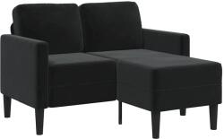vidaXL Canapea cu 2 locuri si sezlong în forma de L, neagra, 125 cm, catifea GartenMobel Dekor (4107073) Canapea