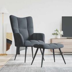 vidaXL Scaun de relaxare cu taburet, gri închis, catifea GartenMobel Dekor (328085)