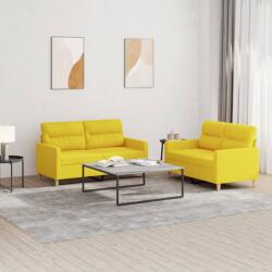 vidaXL Set de canapele cu perne, 2 piese, galben deschis, textil GartenMobel Dekor (3201573) Canapea