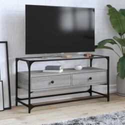 vidaXL Dulap TV blat sticla, gri sonoma, 98x35x51 cm lemn prelucrat GartenMobel Dekor (846067)