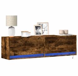 vidaXL Comoda TV de perete cu lumini LED, stejar fumuriu, 140x31x38 cm GartenMobel Dekor (852373)