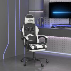 vidaXL Scaun de gaming cu suport picioare, negru/alb, piele ecologica GartenMobel Dekor (3143907)