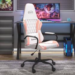 vidaXL Scaun de gaming de masaj, alb si roz, piele ecologica GartenMobel Dekor (345542)