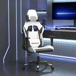 vidaXL Scaun de gaming de masaj, alb si negru, piele ecologica GartenMobel Dekor (345455)