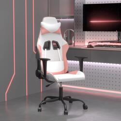vidaXL Scaun de gaming de masaj, alb si roz, piele ecologica GartenMobel Dekor (345408)