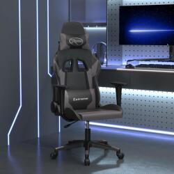 vidaXL Scaun de gaming de masaj, negru si gri, piele ecologica GartenMobel Dekor (345449)