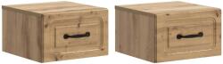 vidaXL Set 2 noptiere suspendate stejar artizanal, cu sertar, 34, 5x33x20 cm (899294)