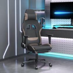 vidaXL Scaun de gaming cu masaj/suport picioare, negru / taupe, textil GartenMobel Dekor (345503)