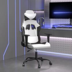 vidaXL Scaun de gaming de masaj, alb si negru, piele ecologica GartenMobel Dekor (345409)