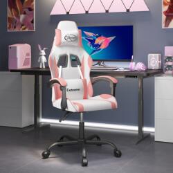 vidaXL Scaun de gaming pivotant, alb si roz, piele ecologica GartenMobel Dekor (349576)