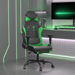 vidaXL Scaun gaming de masaj/suport picioare, negru/verde, piele eco GartenMobel Dekor (345414)