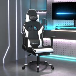 vidaXL Scaun de gaming cu suport picioare, negru/alb, piele ecologica GartenMobel Dekor (3143704)