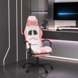 vidaXL Scaun de gaming pivotant cu suport picioare, alb&roz, piele eco GartenMobel Dekor (349612)