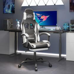 vidaXL Scaun de gaming cu suport picioare, negru/alb, piele ecologica GartenMobel Dekor (3143883)