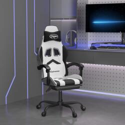 vidaXL Scaun de gaming pivotant cu suport picioare alb&negru piele eco GartenMobel Dekor (349613)