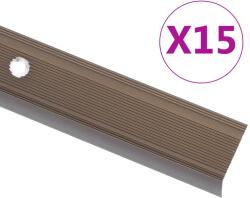 vidaXL Profile trepte în forma de L, 15 buc. , maro, 100 cm, aluminiu GartenMobel Dekor (146764)