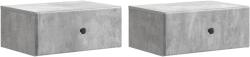 vidaXL Set 2 noptiere suspendate gri beton cu sertar, 49 x 34, 5 x 20 cm (899132)