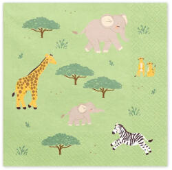PartyDeco Szalvéta 33x33cm 12db Safari, Dzsungel (LUFI734915)