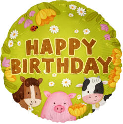 PartyPal Szülinapi lufi 18" 45cm Happy Birthday, Farm (LUFI196436)