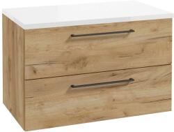 kielle Vega - Dulap bază cu blat inclus, pentru lavoar 80x50x46 cm, stejar auriu/alb lucios 50018S821 (50018S821)