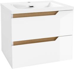 kielle Oudee - Dulap cu lavoar 60 cm, alb lucios/stejar închis 50002S610 (50002S610)