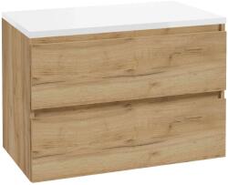 kielle Nefia - Dulap bază cu blat inclus, pentru lavoar 80x55x46 cm, stejar auriu/alb lucios 50027S831 (50027S831)