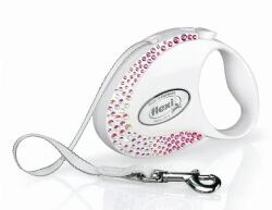 flexi Glam S Petite Composition Lesa alba cu banda pentru caini 3 m decorat cu Swarovski
