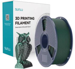 Sunlu Filament 3D Sunlu PLA+ Silk 1.23g/cmp in Doua Culori Negru si Verde (PLA+ Silk DC B G)