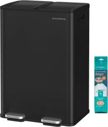 SONGMICS 60L Konyhai szemetes (2x30L), lágy záródás, fekete (LTB741B02)