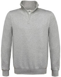 B&C Collection Uniszex pulóver hosszú ujjú B&C 1/4 Zip Sweat - WUI22 - XL, Heather szürke
