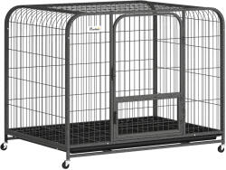 PawHut Cușcă pentru Câini din Oțel cu Roți, 3 Uși, Tăviță Detașabilă și Sistem de Închidere Sigur, Negru | Aosom Romania (D02-264V01BK)