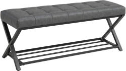 HomCom Bancă pentru încălțăminte, bancă de intrare cu perna din piele artificială, 112 x 37 x 47 cm, Gri închis | Aosom Romania (837-762V00CG) Pantofar