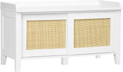 HomCom Banc de pantofi mobilier de depozitare cu ușă glisantă și fațade din răchită împletită 80 x 35 x 45 cm alb | Aosom Romania (837-375V80WT) Pantofar
