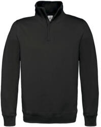 B&C Collection Uniszex pulóver hosszú ujjú B&C 1/4 Zip Sweat - WUI22 - S, Fekete