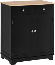 HOMCOM Mobila de depozitare bufet pentru living cu dulapuri, 2 sertare si rafturi reglabile, 68x40, 3x85cm, negru si lemn natural | Aosom Romania (835-144BK)
