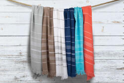 Olima Uniszex törölköző Olima OL1000 Olima Striped Beach&Spa peshtemal Towel -90X170, Mocca/White