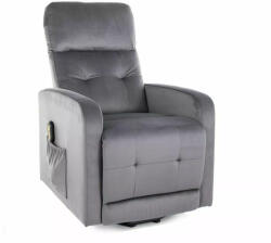 SIGNAL MEBLE Otus II Elektromos Bársony Relax Fotel Szürke (OTUSIIVSZ)