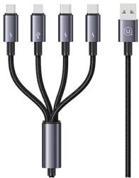 USAMS Cablu pentru incarcare si transfer de date USAMS SJ739US, USB-A la 2xUSB-C / Lightning / MicroUSB, 15W, 5A, 480Mbps, 1.2m, Negru (6958444992297)