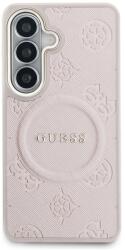 GUESS Carcasa Guess Saffiano Peony Embossed Ring cu MagSafe compatibila cu Samsung Galaxy S26, Roz (3666339613303)