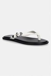 Tommy Jeans șlapi pentru femei, din piele TJW FLAT LEATHER SANDALS 9BY2-KLDZZG_01X
