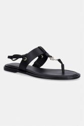Calvin Klein sandale cu toc plat pentru femei, din piele ROUND FLAT SNDL THONG LTH HDW PPY2-OBD0FH_99X