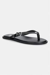 Tommy Jeans șlapi pentru femei din piele TJW FLAT LEATHER SANDALS 9BY2-KLDZZG_99X