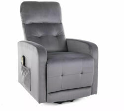 SIGNAL MEBLE Otus II Elektromos Bársony Relax Fotel Szürke (SIG-OTUSIIVSZ)