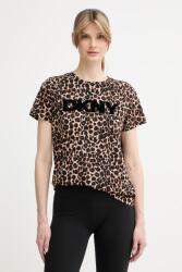 DKNY t-shirt női pamuttal - barna XS