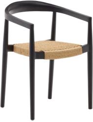 Kave Home Fekete teak kerti szék Kave Home Ydalia könnyű szőtt ülőfelülettel (LF-J0600076SS46)