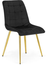  Scaun de masa SPLIT VELVET cu picioare aurii, negru